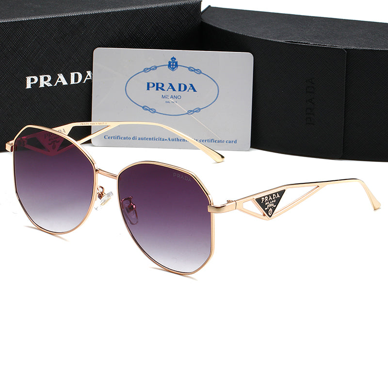 Unisex Triangle Logo Metal Sunglasses - Image 3