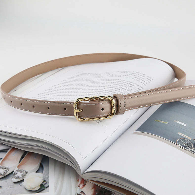 3 Colors retro twist square buckle belt belt - Image 4
