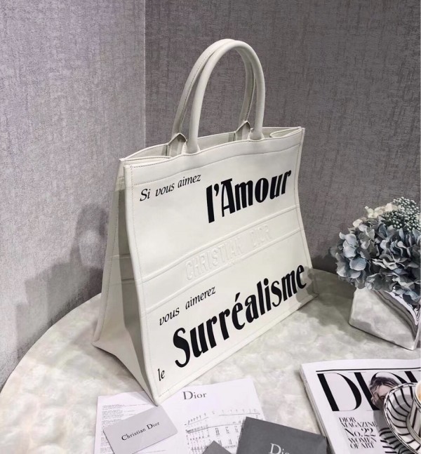 D Book Tote Bag Surrealism Printed Calfskin - Image 3