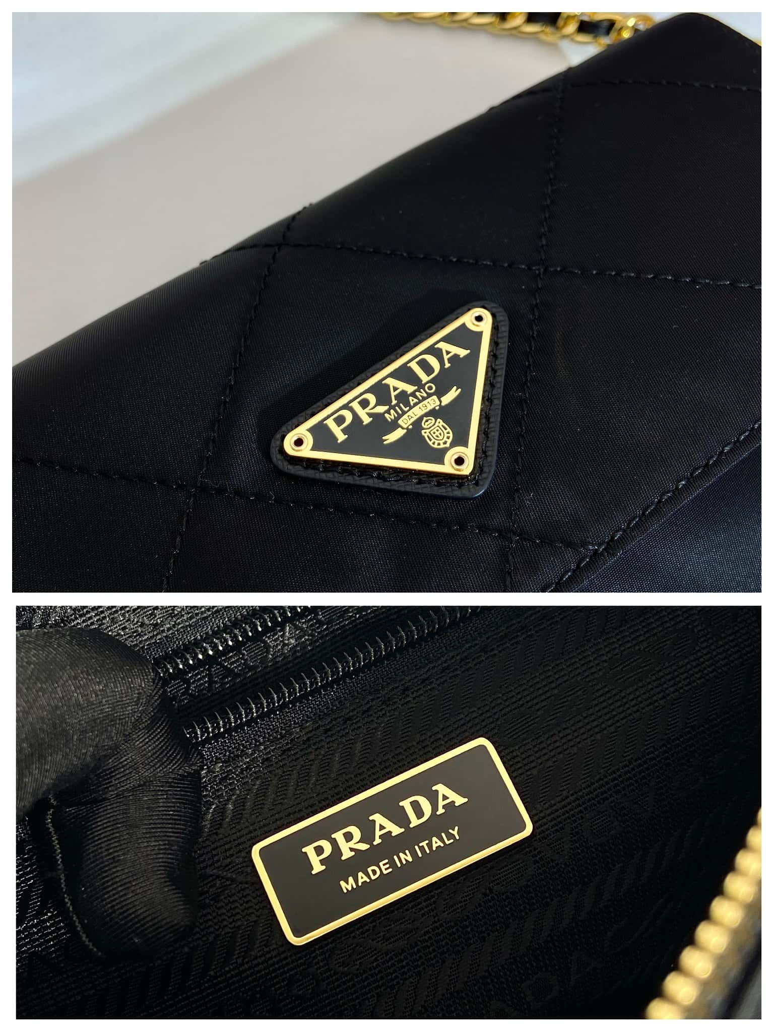 Prada Tessuto Flap Nylon Shoulder Bag With Chain Strap Kaialux 23x18x6cm - Image 10