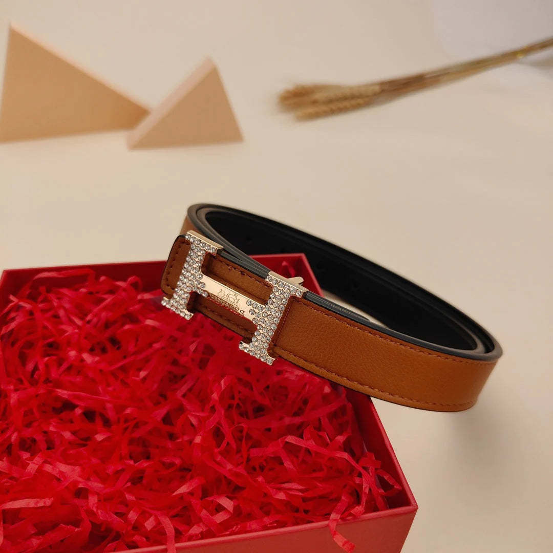 7 Colors Classic Letter Rhinestone Buckle Ladies Leather Belt - Image 4