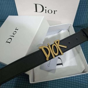 Four Character Black Leather Belt