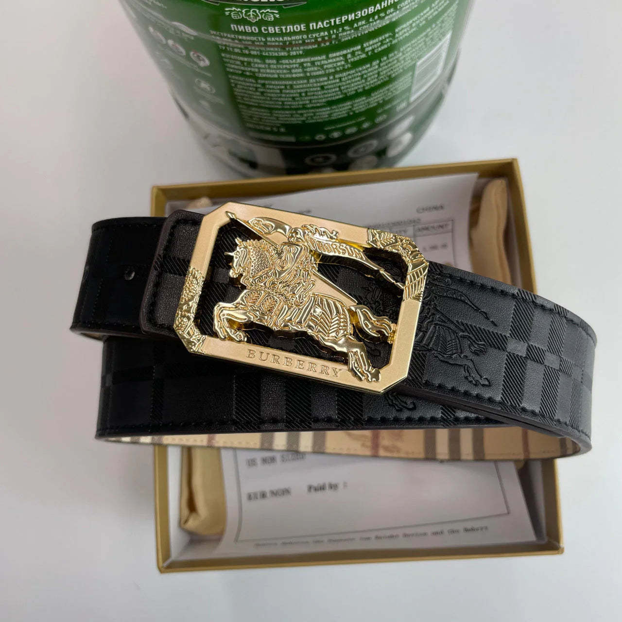 4 Colors printed letter buckle leather belt - Image 5