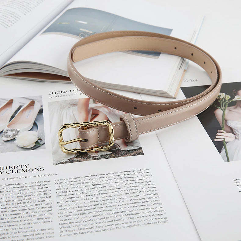 3 Colors retro twist square buckle belt belt - Image 5