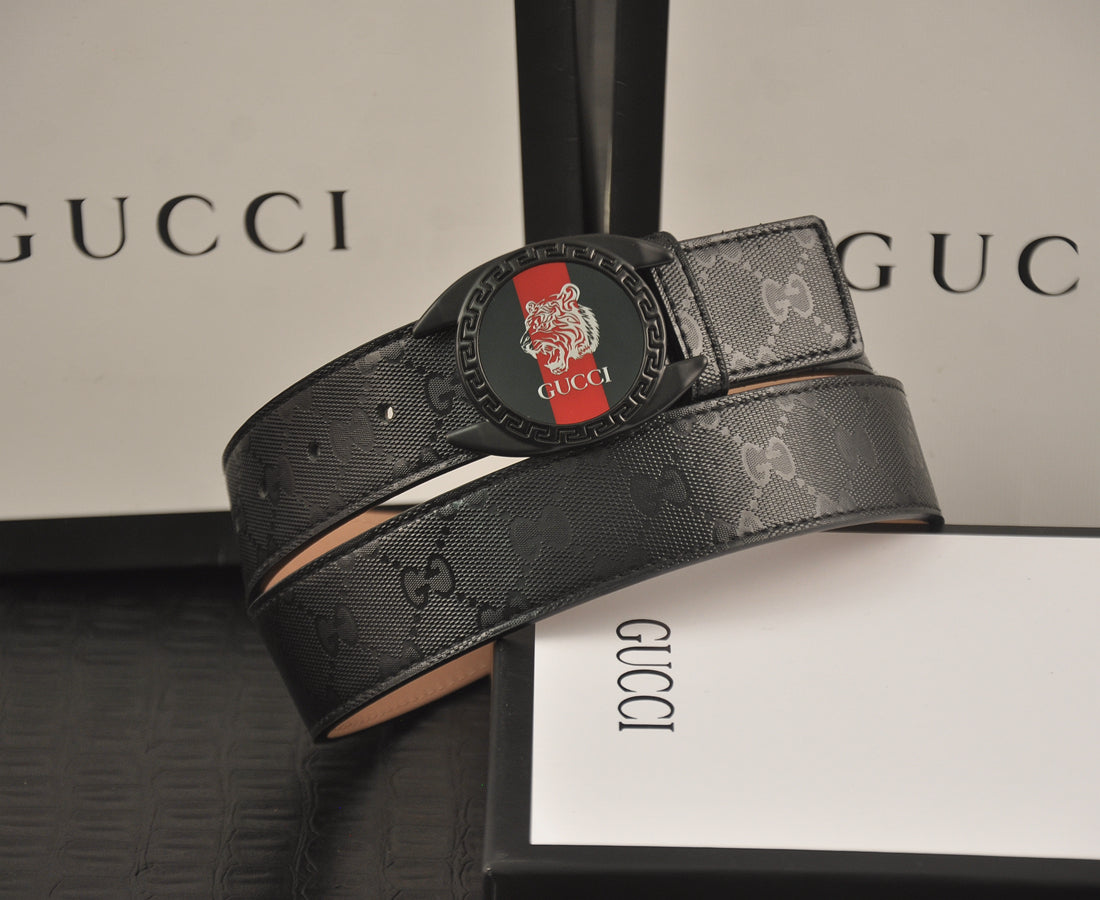 2 Colors printed letter leather belt - Image 10