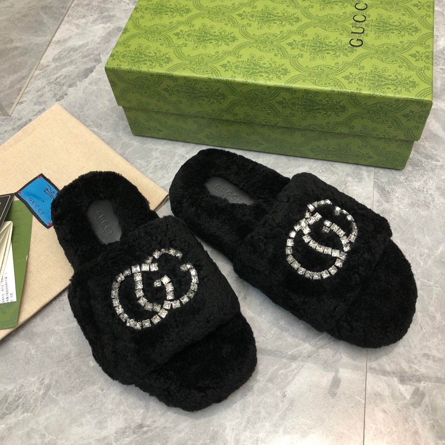 New Rhinestone Wool Slippers - Image 11