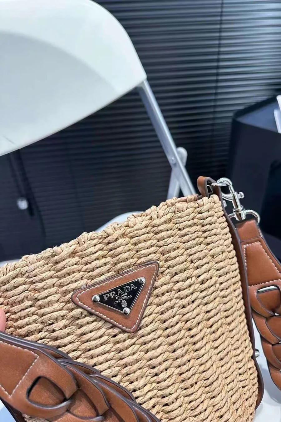 Prada Woven Bucket Bag - Image 10