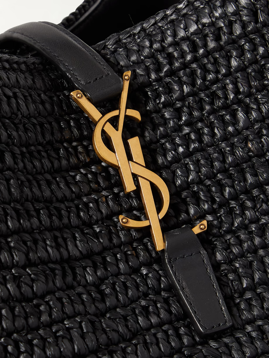 SAINT LAURENT Le 37 leather-trimmed raffia bucket bag - Image 3