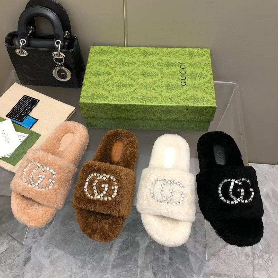 New Rhinestone Wool Slippers - Image 2