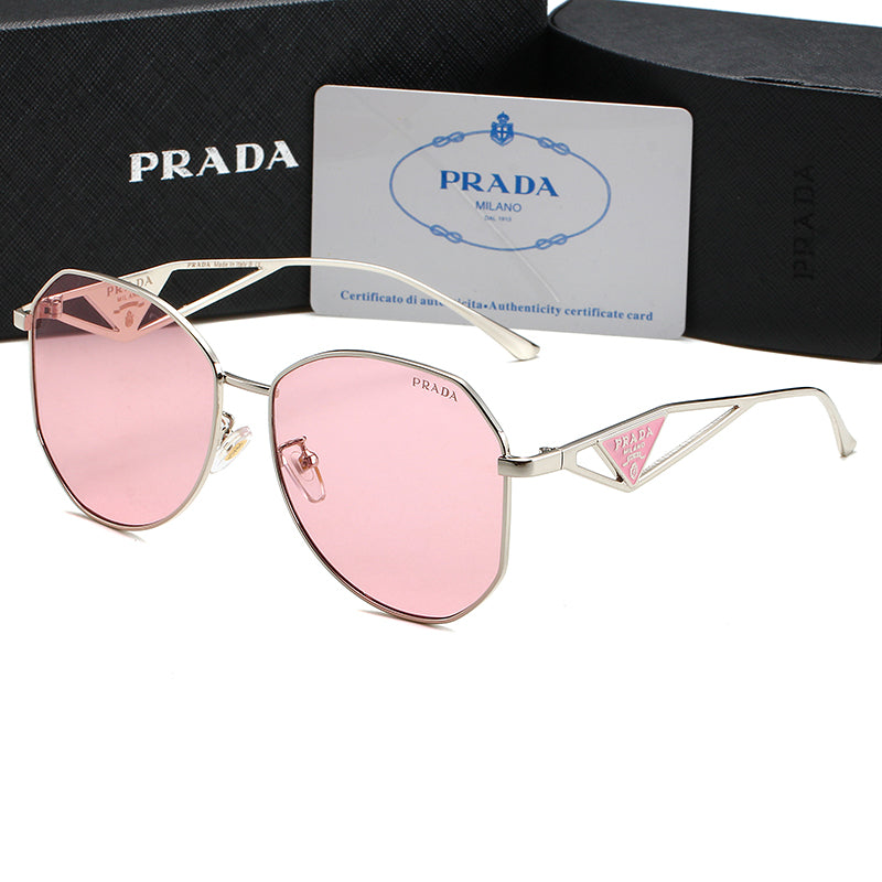 Unisex Triangle Logo Metal Sunglasses - Image 6