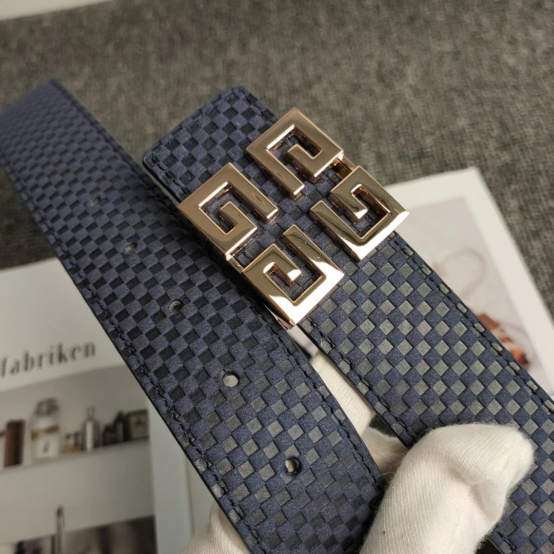 3 Colors Fashion check print square leather belt - Image 8