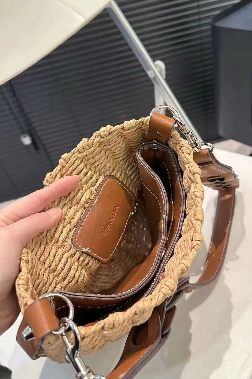 Prada Woven Bucket Bag - Image 8