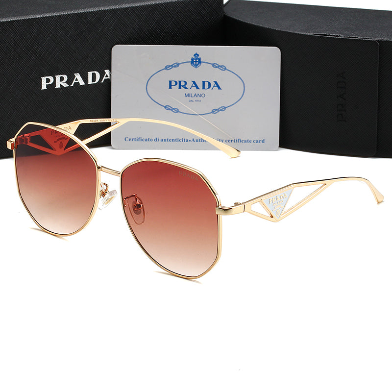 Unisex Triangle Logo Metal Sunglasses - Image 2