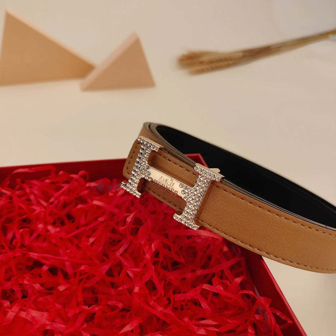 7 Colors Classic Letter Rhinestone Buckle Ladies Leather Belt - Image 5