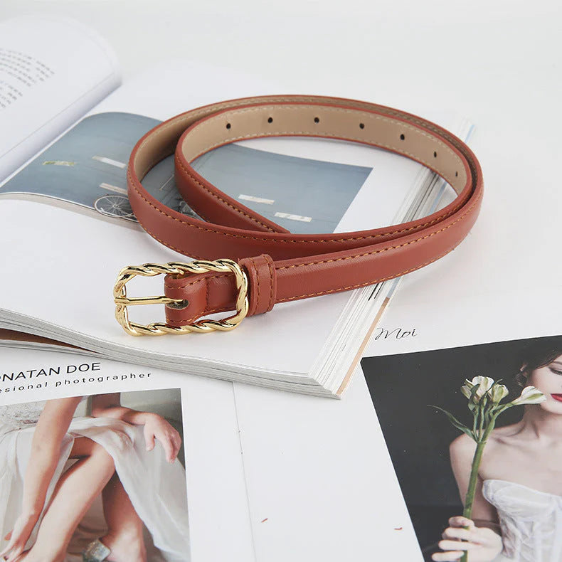 3 Colors retro twist square buckle belt belt - Image 7