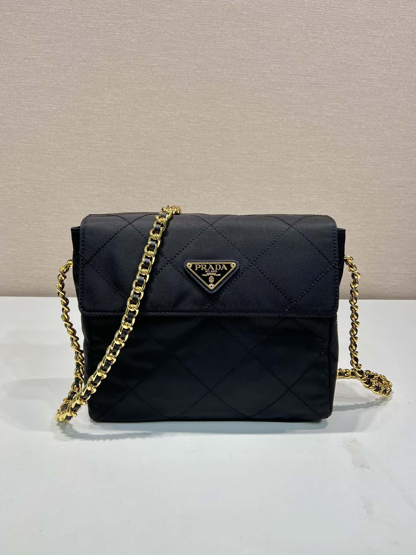 Prada Tessuto Flap Nylon Shoulder Bag With Chain Strap Kaialux 23x18x6cm - Image 2