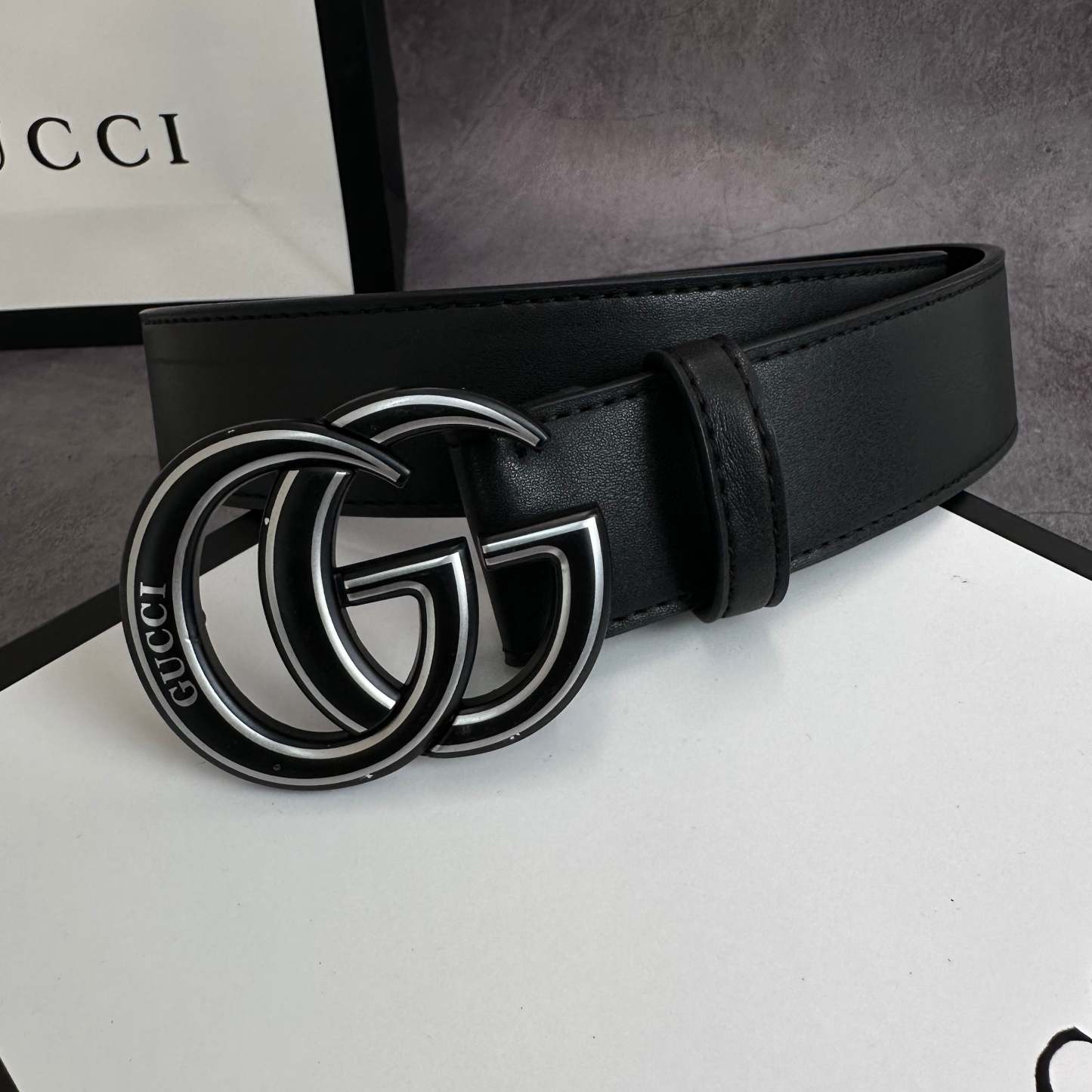 2 Colors printed letter leather belt - Image 5