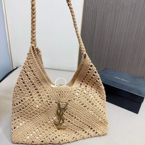 SAINT LAURENT YSL Raffia Tote Bag Beach Casual 37x22cm