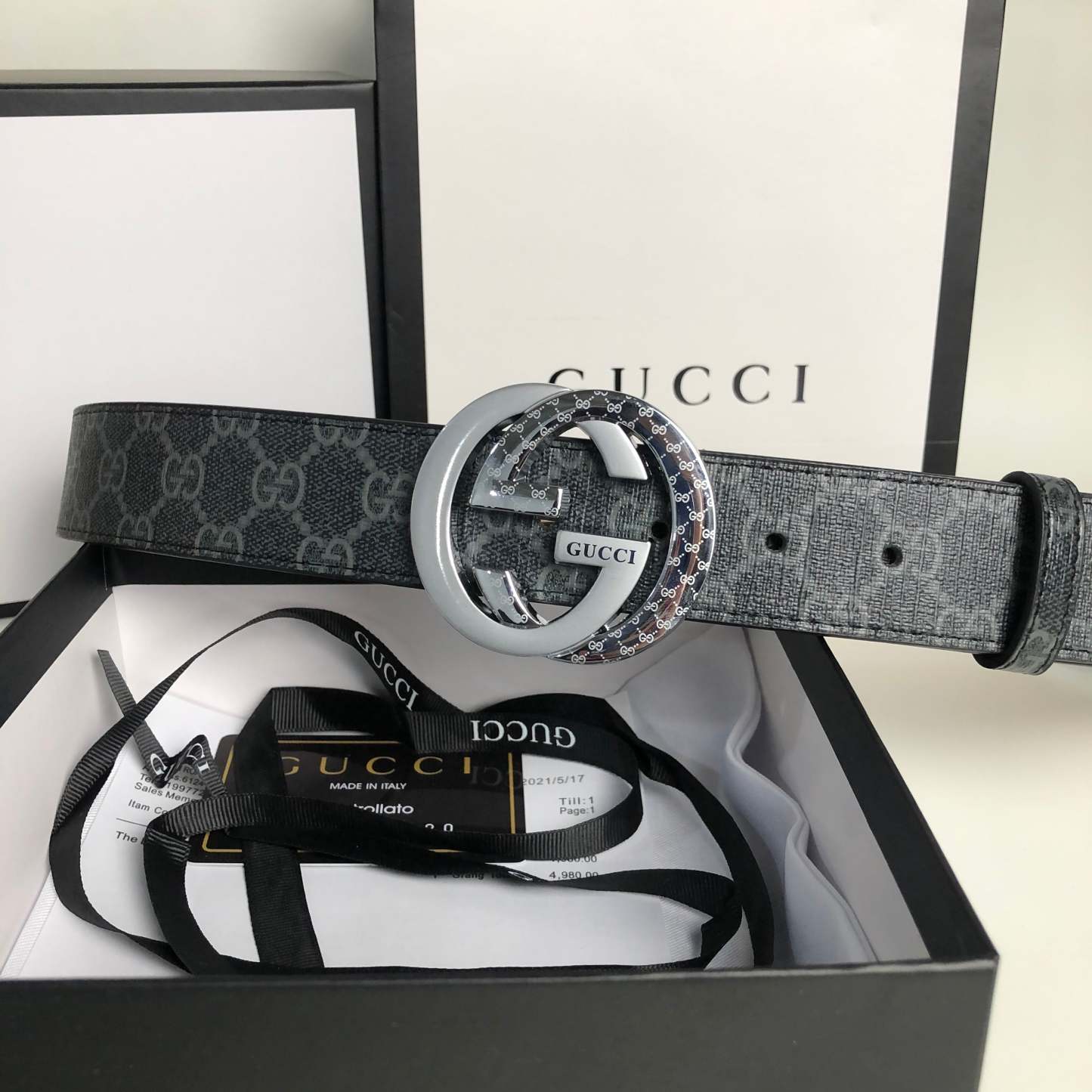 3 Colors printed letter leather belt - Image 8