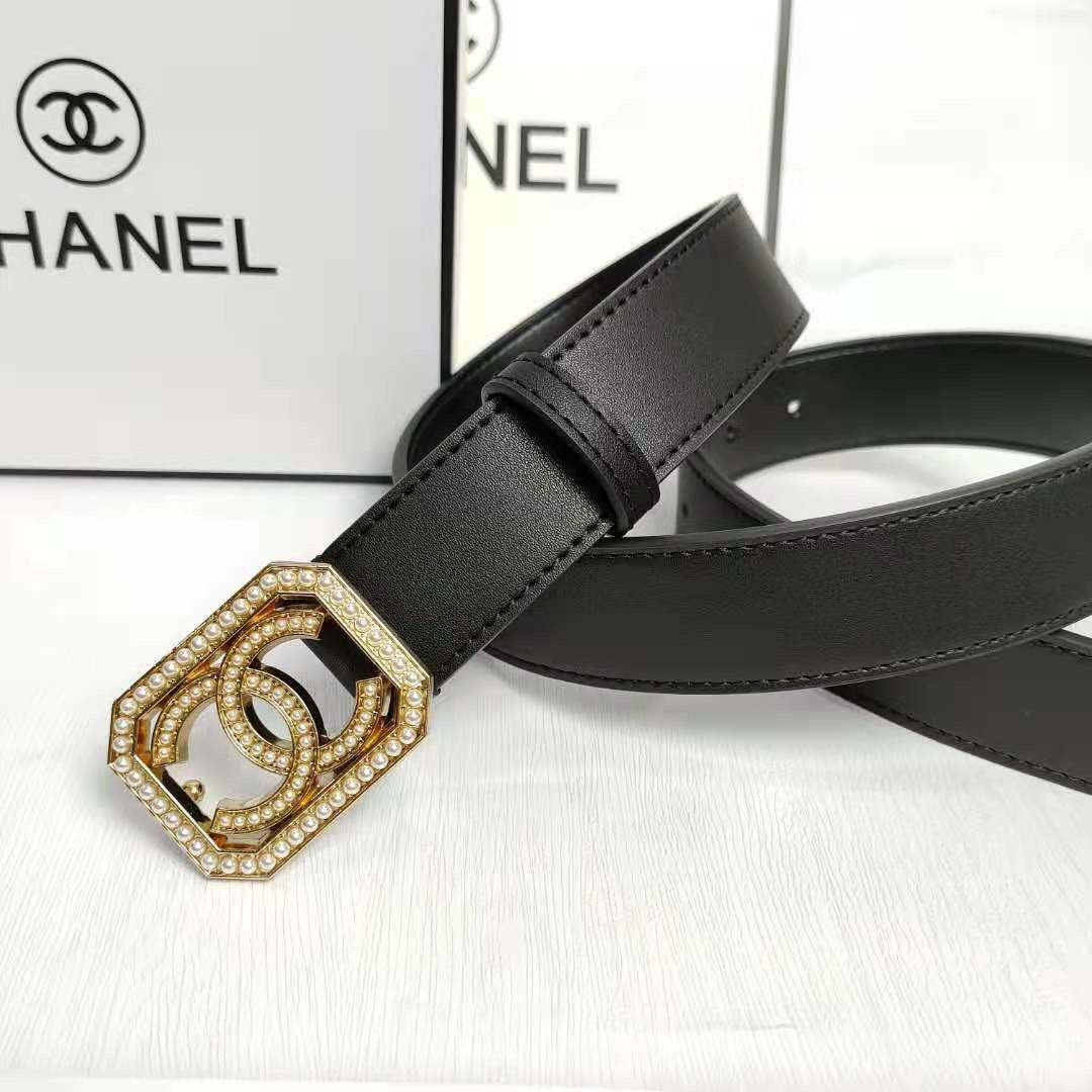 2 Colors Fashion pearl square buckle leather belt - Image 4