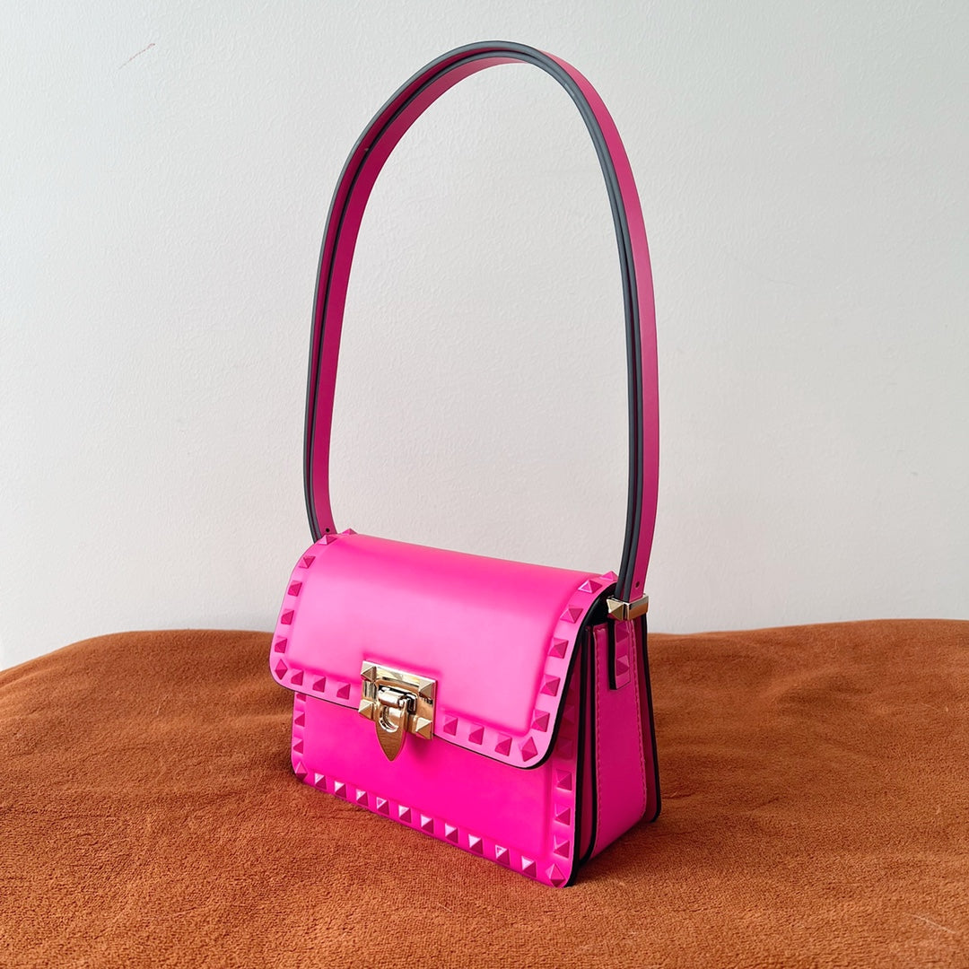 Valentino Garavani Rockstud Shoulder Pink Bag - 18.5x12x8cm - Image 3