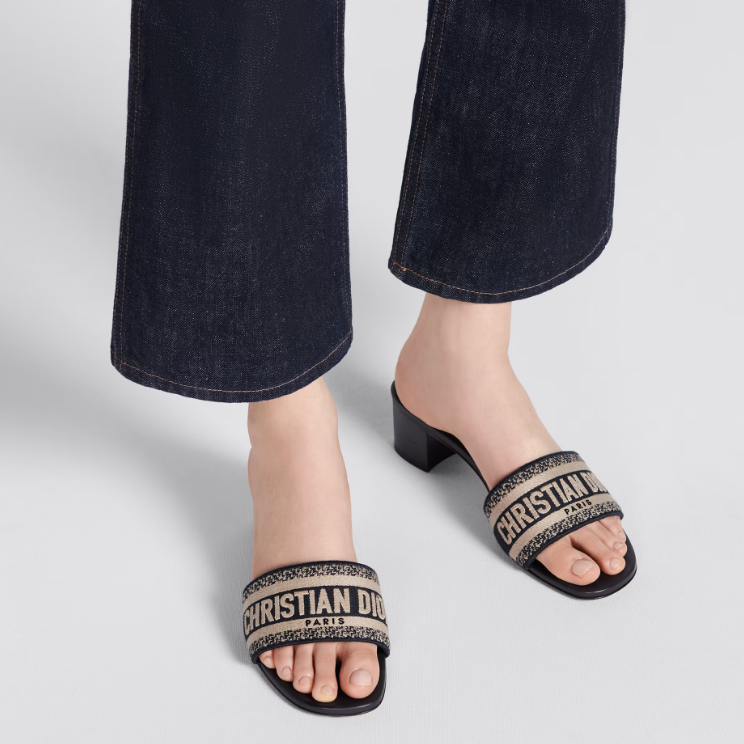 Embroidered Block Heel Slippers - Image 2