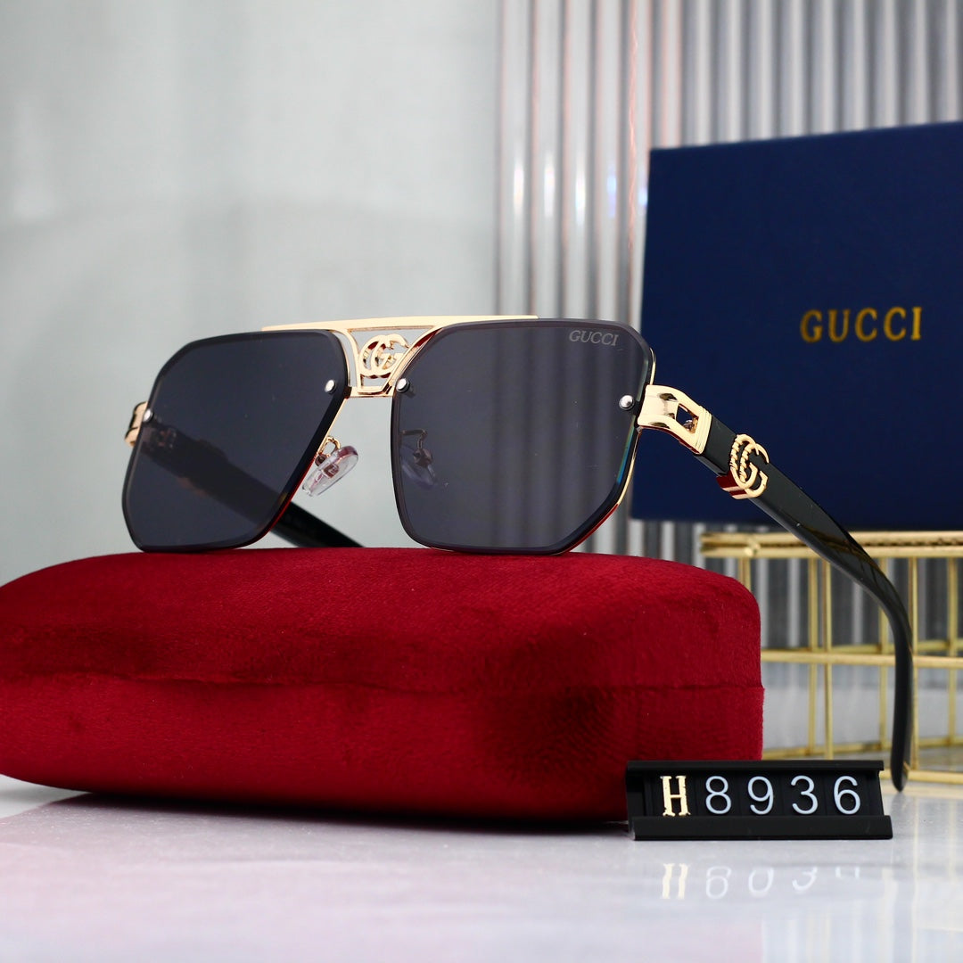 Fashion Metal Logo Polygon Sunglasses 8936 - Image 4