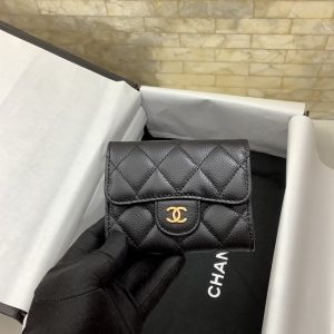 cc CO-CO Classic Card Holder 11cm/4.4in Gold Hardware For Women Black