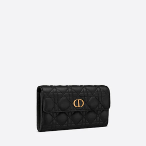 D CARO WALLET Black Supple Cannage Calfskin