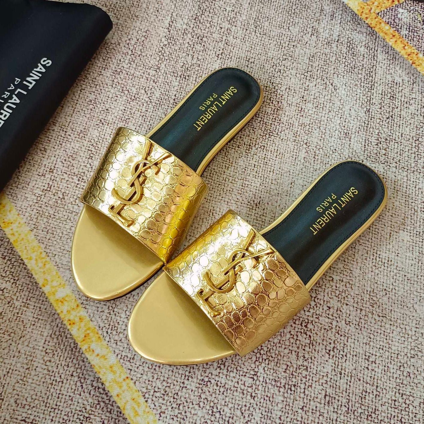 Classic Gold Signature Flat Slippers - Image 11
