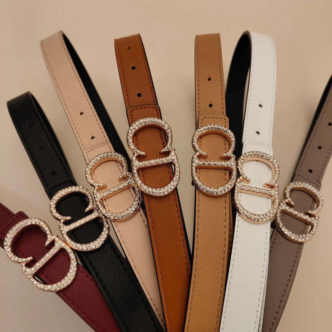 7 Colors Fashion Pearl Alphabet Ladies Leather Belt - Image 9