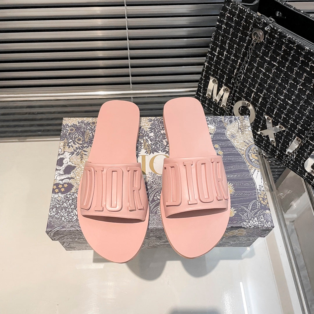 Metal Letters Solid Color Flat Slippers - Image 2