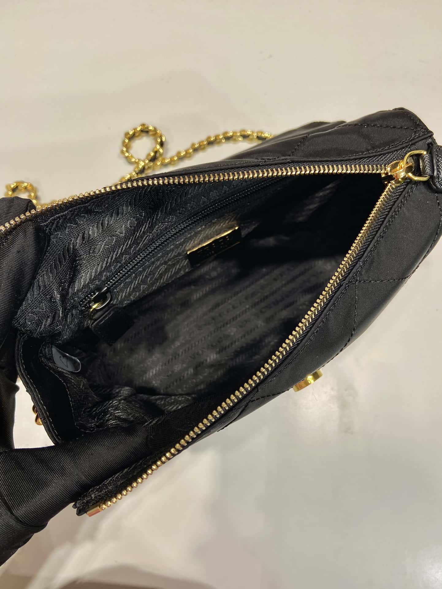Prada Tessuto Flap Nylon Shoulder Bag With Chain Strap Kaialux 23x18x6cm - Image 5