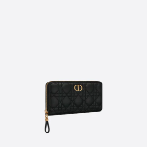 D CARO VOYAGEUR WALLET Black Supple Cannage Calfskin
