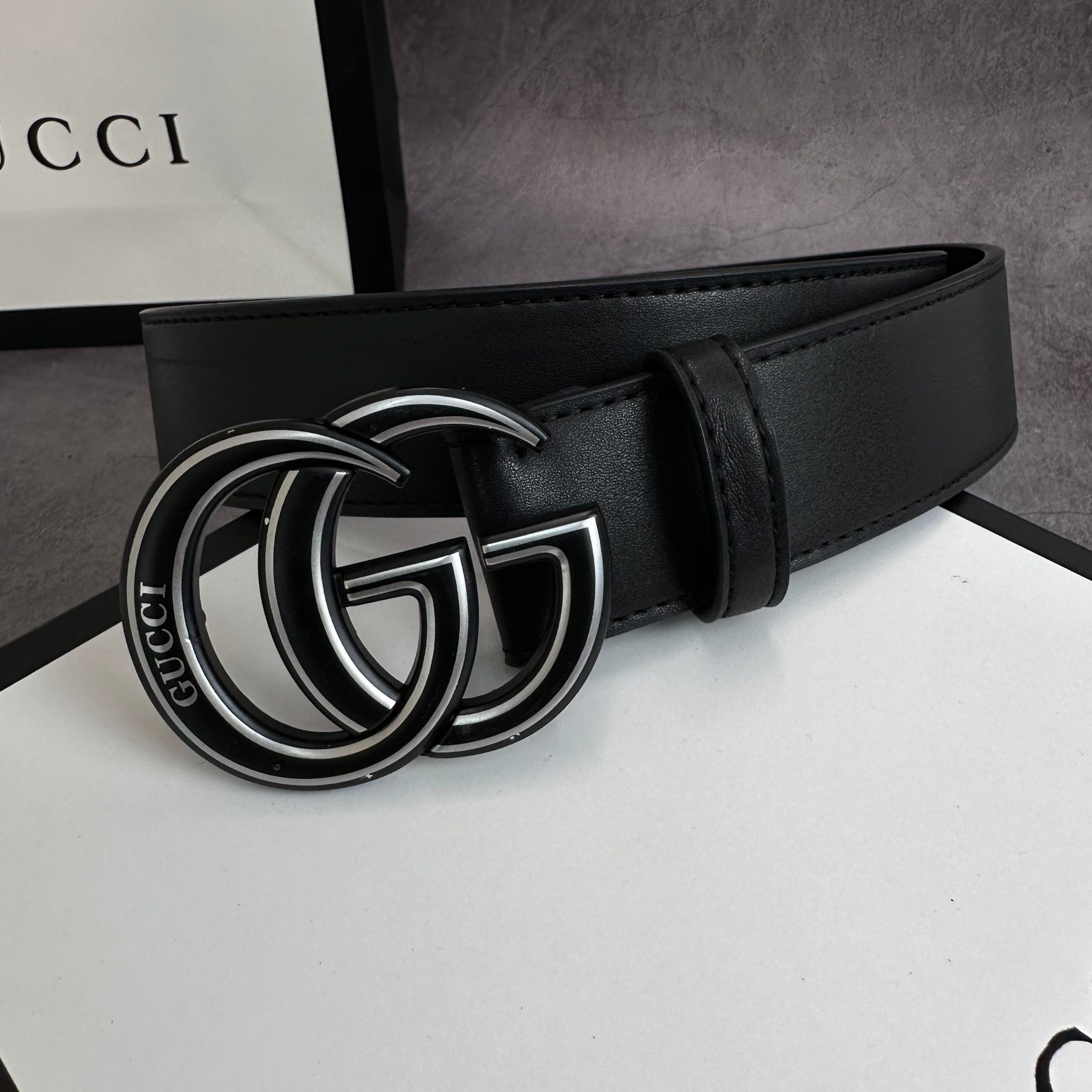 2 Colors printed letter leather belt - Image 9