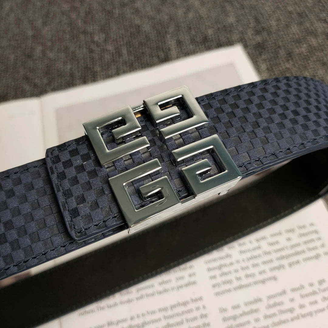 3 Colors Fashion check print square leather belt - Image 5