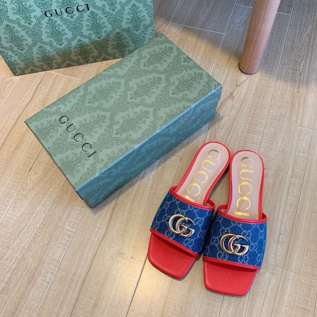 Denim Embossed Flat Slippers - Image 7