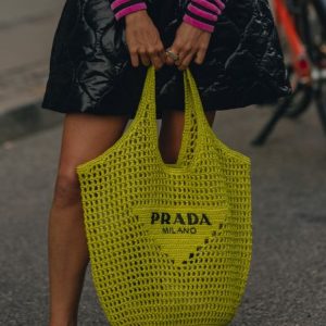 Prada Raffia Tote Bag-Yellow