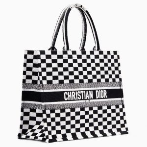 D Book Tote Bag  Checkered Canvas