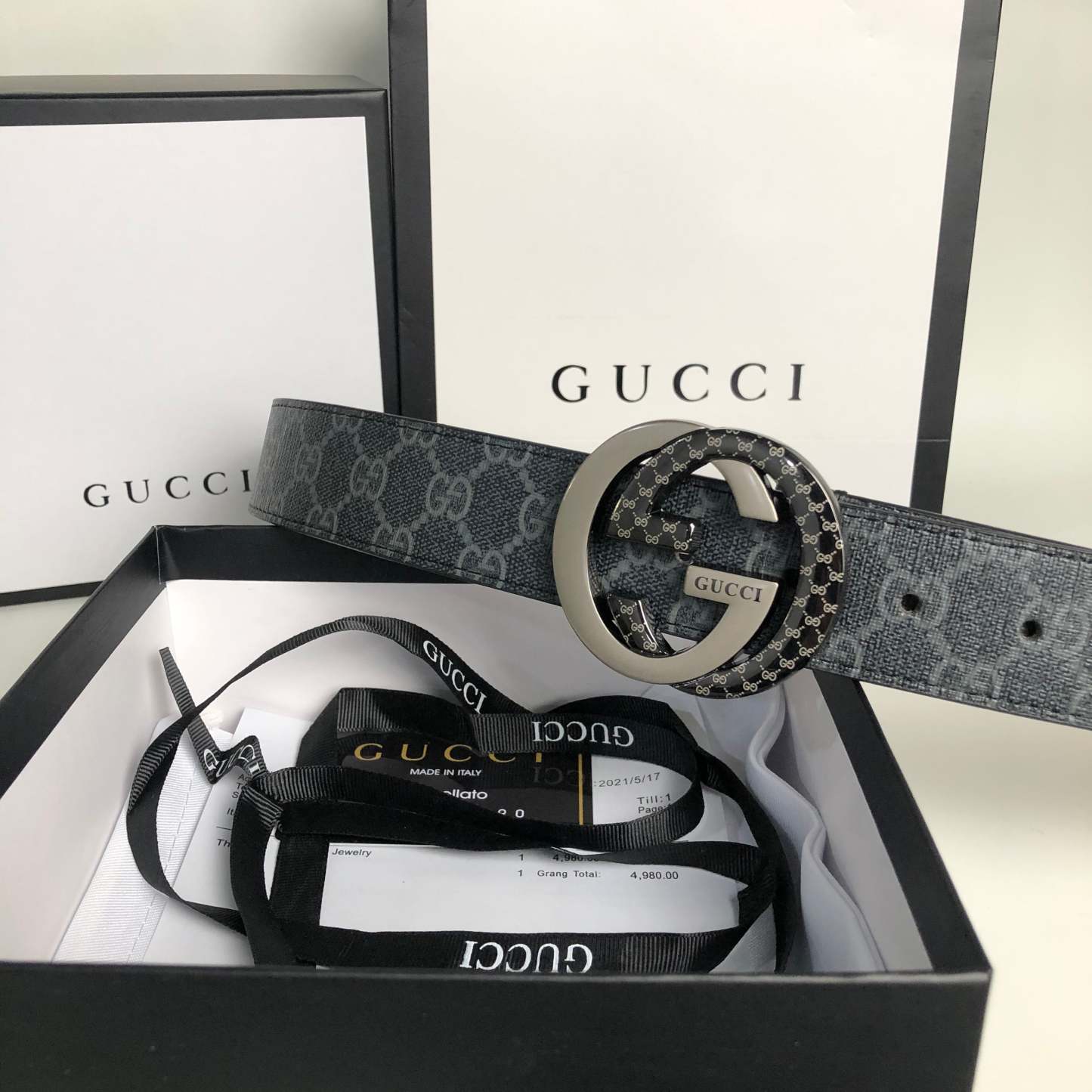 3 Colors printed letter leather belt - Image 10