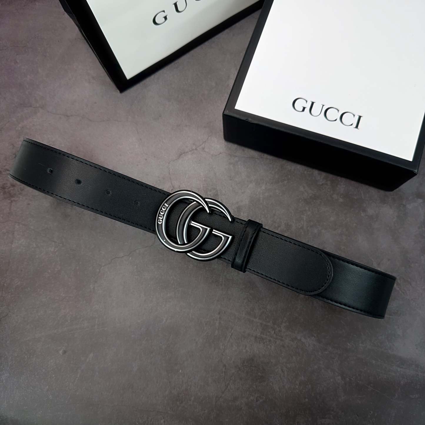 2 Colors printed letter leather belt - Image 7