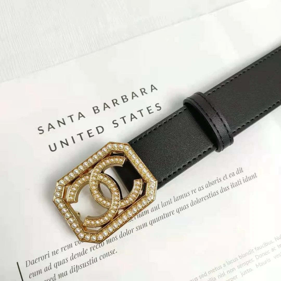 2 Colors Fashion pearl square buckle leather belt - Image 7