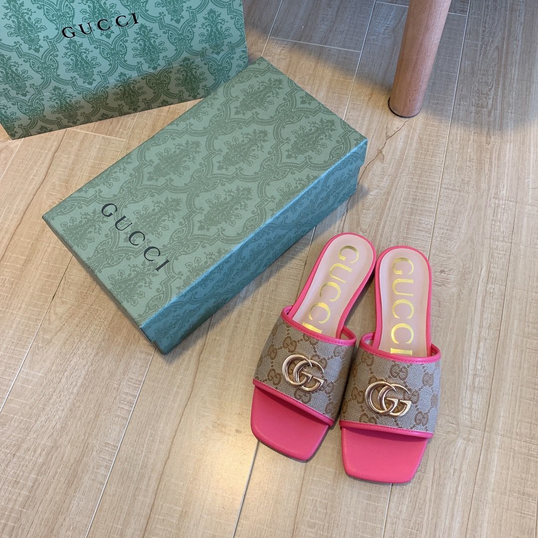 Brown Canvas Embossed Flat Slippers - Image 9