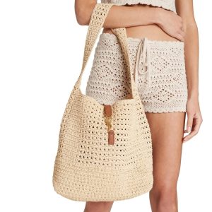 SAINT LAURENT Hobo YSL Shoulder Bag in Raffia
