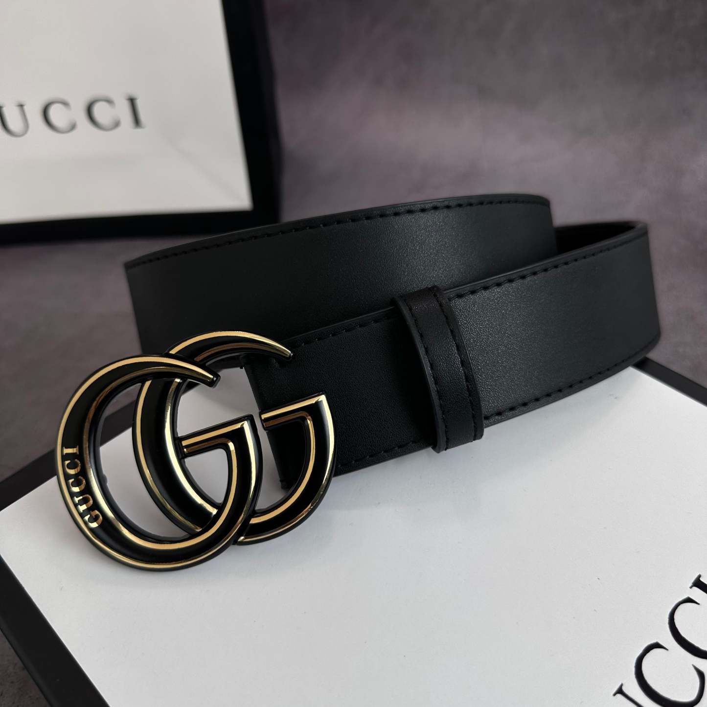 2 Colors printed letter leather belt