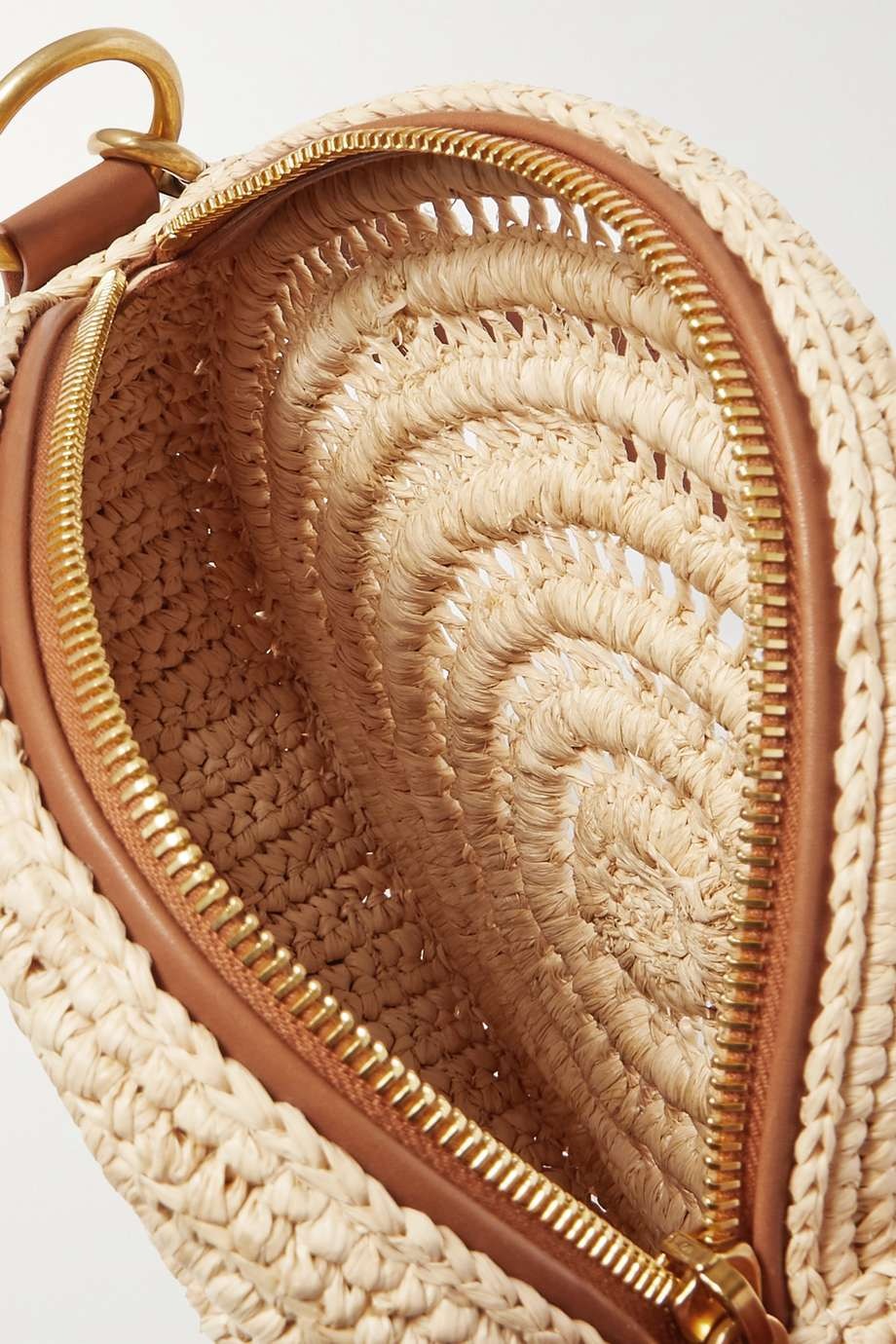 SAINT LAURENT Cassandre Round leather-trimmed raffia shoulder bag - Image 4