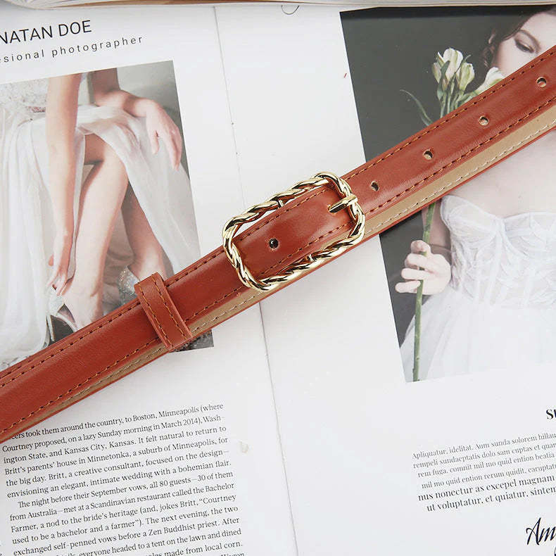3 Colors retro twist square buckle belt belt - Image 6