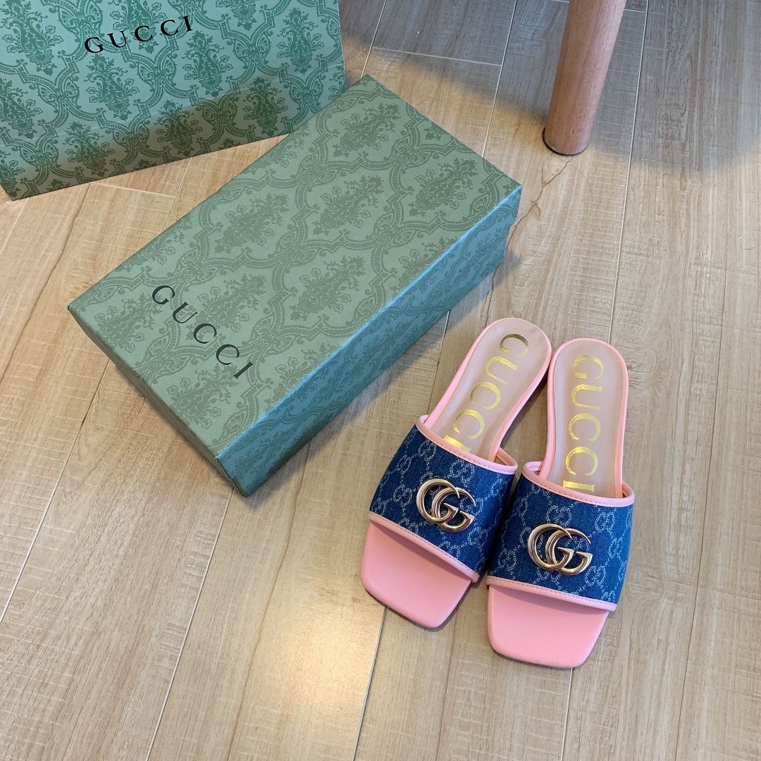 Denim Embossed Flat Slippers - Image 8