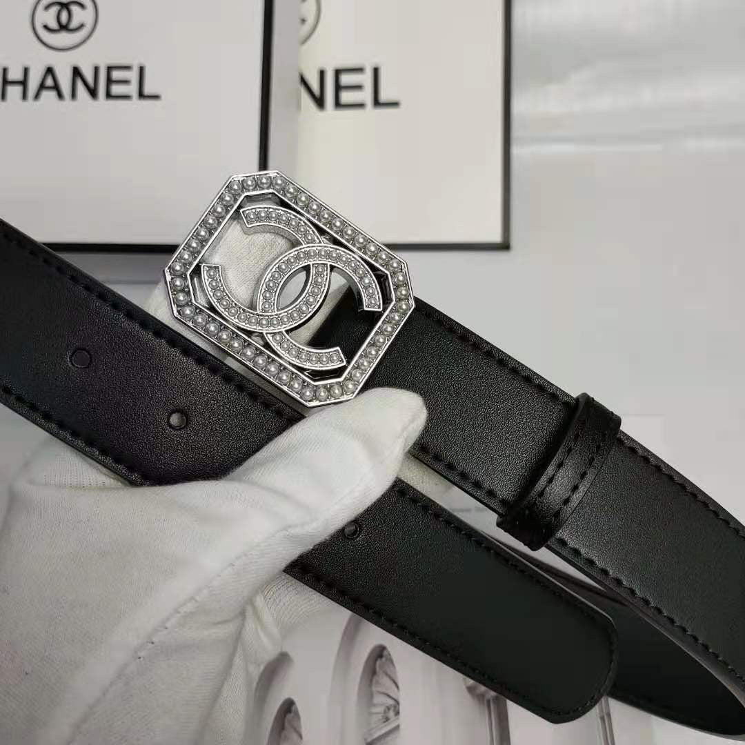 2 Colors Fashion pearl square buckle leather belt - Image 9