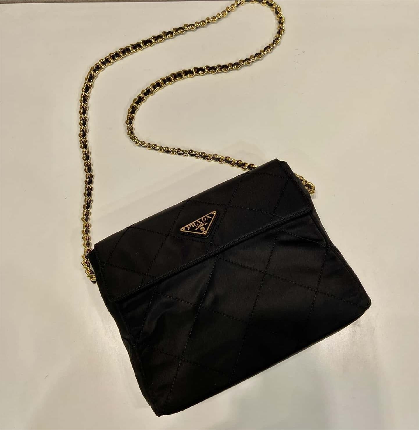 Prada Tessuto Flap Nylon Shoulder Bag With Chain Strap Kaialux 23x18x6cm - Image 6